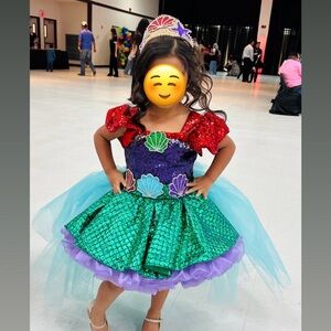 Custom made- Mermaid Princess Kids Costume - Red, Green, Purple